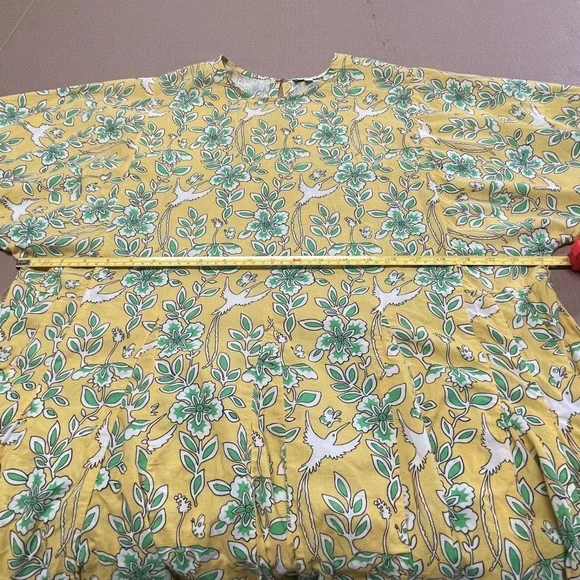 Rhode Women's‎ Small Cotton Floral Crew Neck  Long Sleeve Dress Yellow - Picture 7 of 10